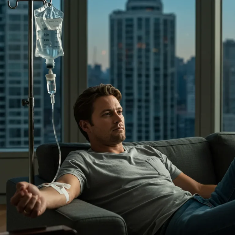 24 Hour IV Therapy 18 man getting mobile iv vitamin therapy in nyc by vipsiv.com