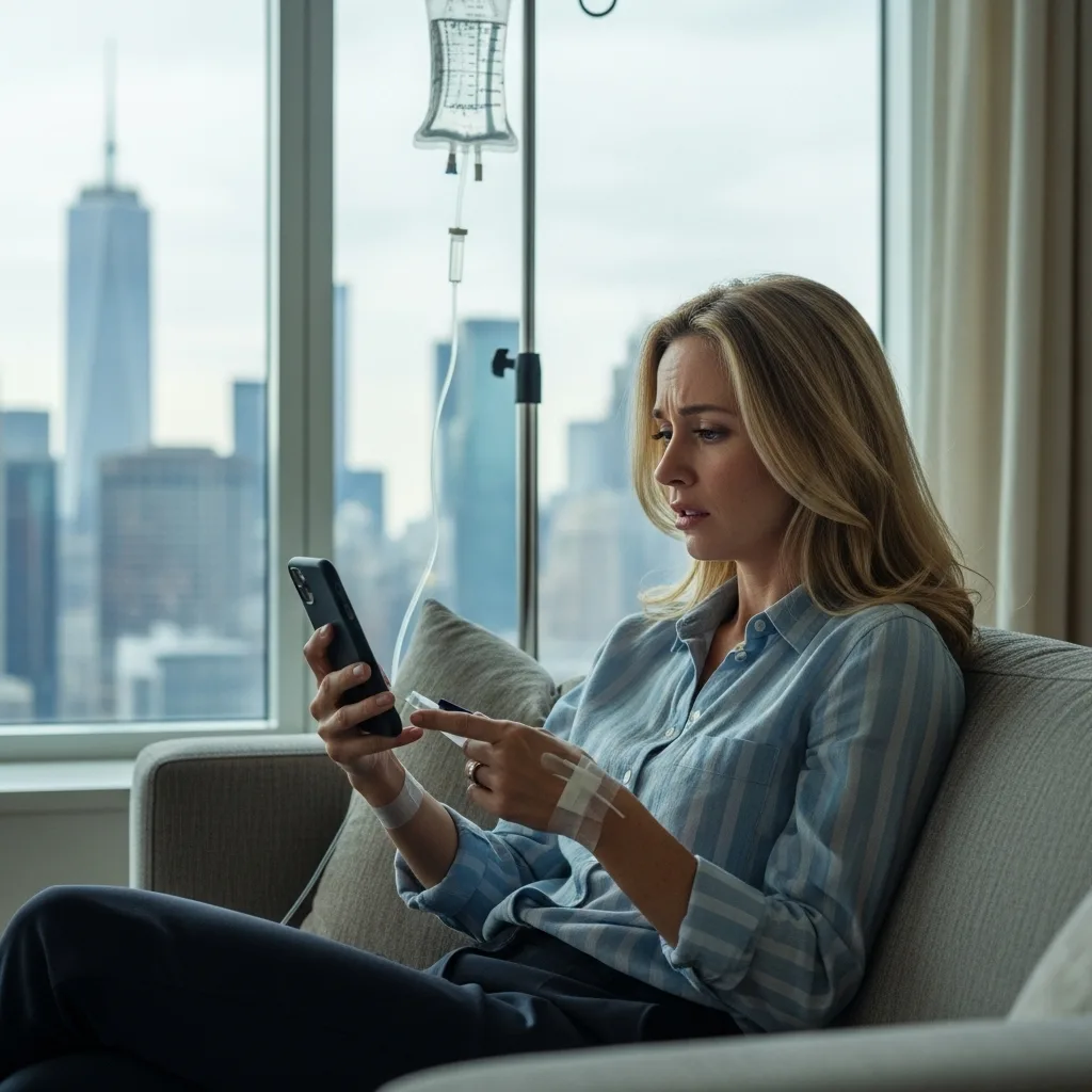 mobile iv therapy in nyc woman getting glutathione infusion that is not fda approved