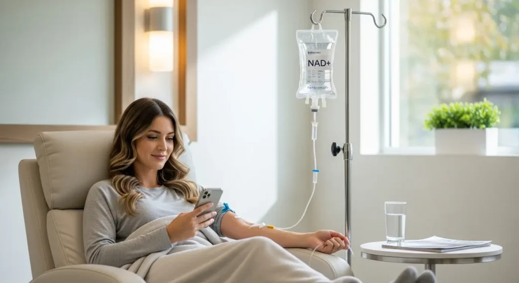 NAD+ Infusions: The Miracle Drip That Isn't — What Your Wellness Clinic Won't Tell You 3 woman getting NAD IV drip
