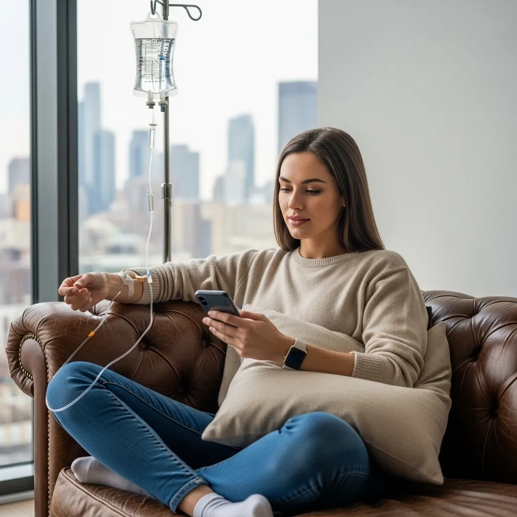 Upper East Side 15 lenox hill woman in upper east side getting mobile iv therapy for pain