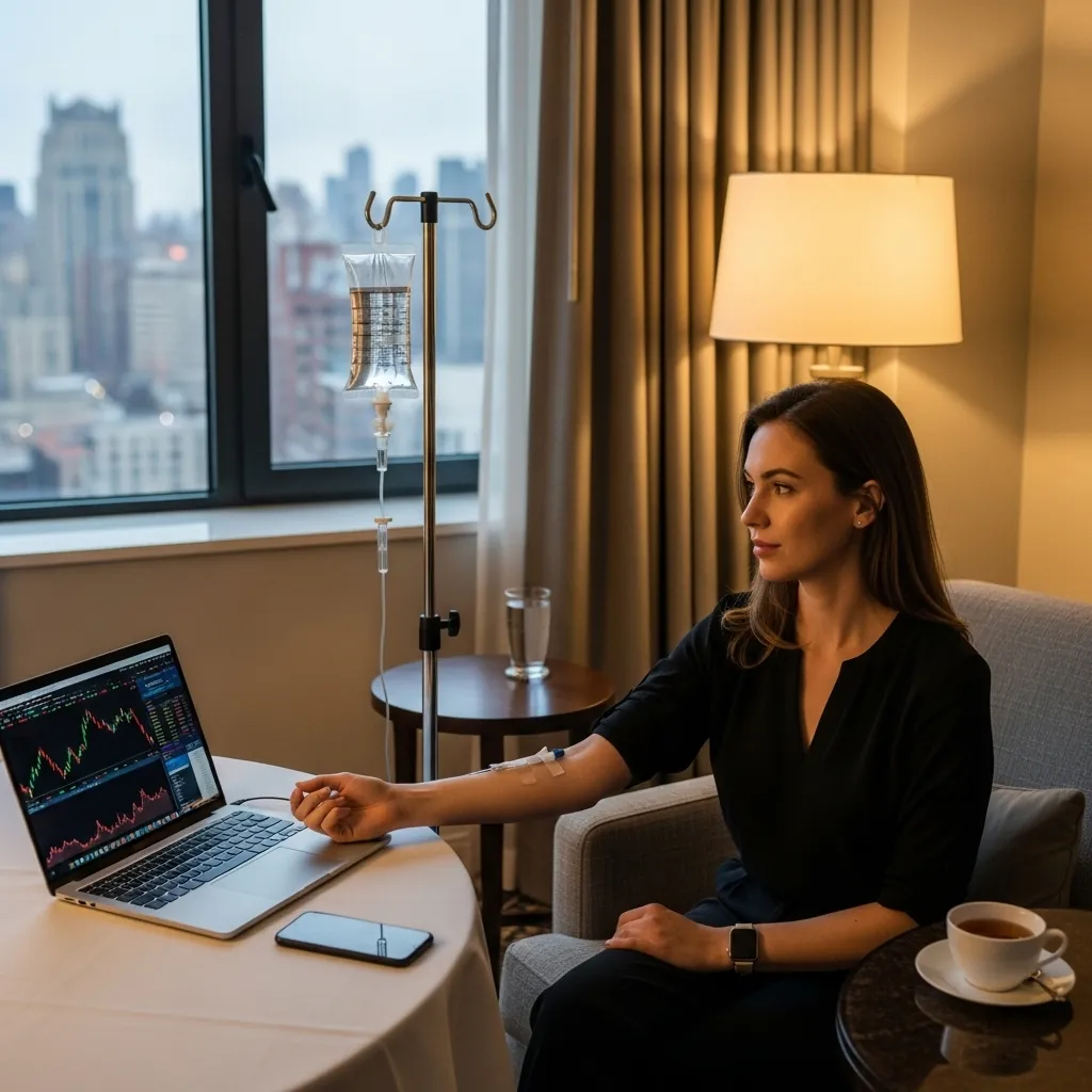 lady in Riverside South getting IV therapy picture of woman getting iv therapy in Riverside South